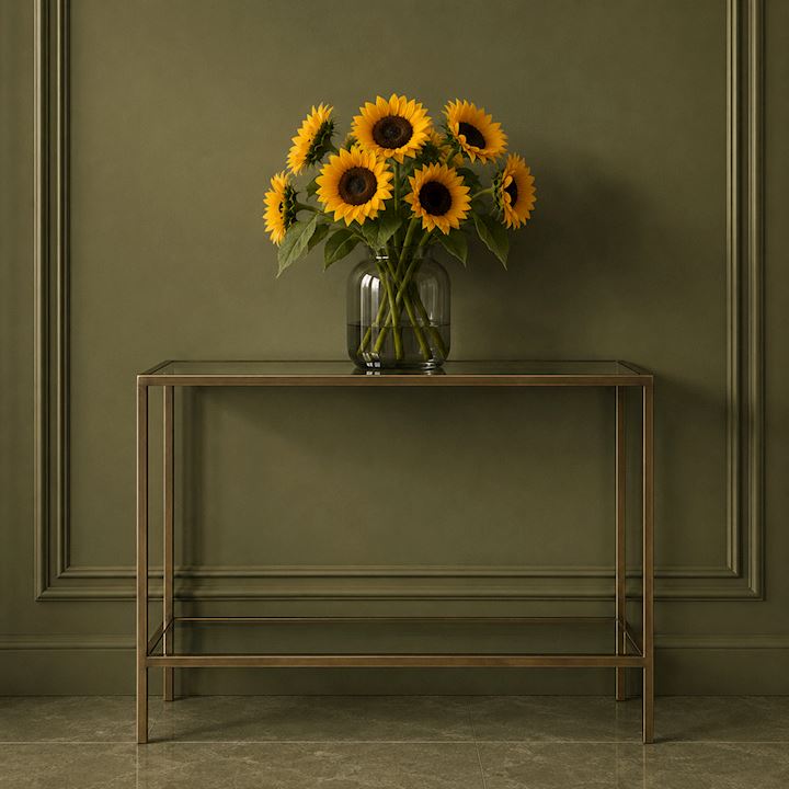 A/Q BRASS CONSOLE WITH MIRRORED TOP 100x25x75cm